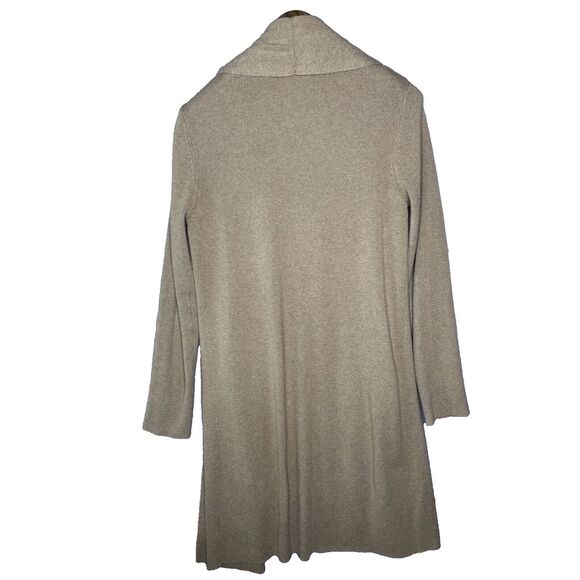 Wool Long Line Open Cardigan Camel Brown Oversized Duster Quiet Luxury Sweater S - Picture 2 of 4